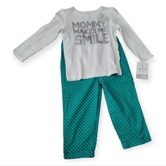 Carter's Mommy Makes Me Smile Pants Long Sleeve Set 24M NWT - Picture 1 of 8